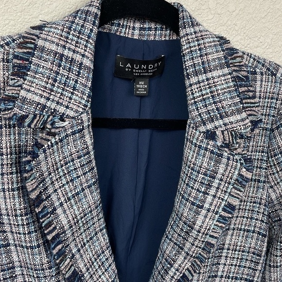 New Laundry by Shelli Segal Tweed Blazer with Fringe Detail Jacket Sz XS - Picture 4 of 16